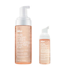 bliss triple oxygen instant energizing cleansing foam mega+mini set