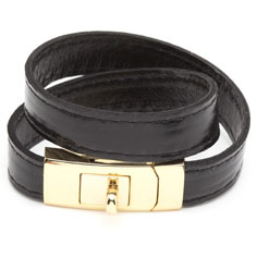 cc skye double wrap portico bracelet (black + gold)