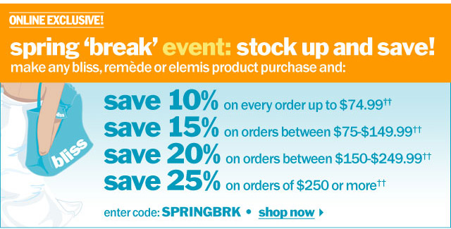 spring break event: stock up and save!